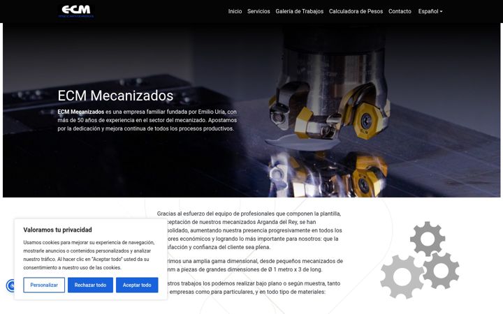 Skjermbilde av ecm-mecanizados.es