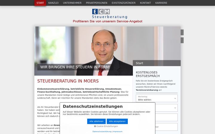 Screenshot of ecm-steuerberatung.de