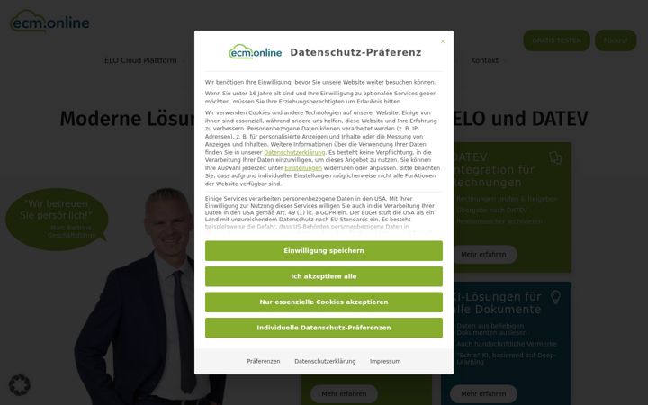 Screenshot von ecm.online