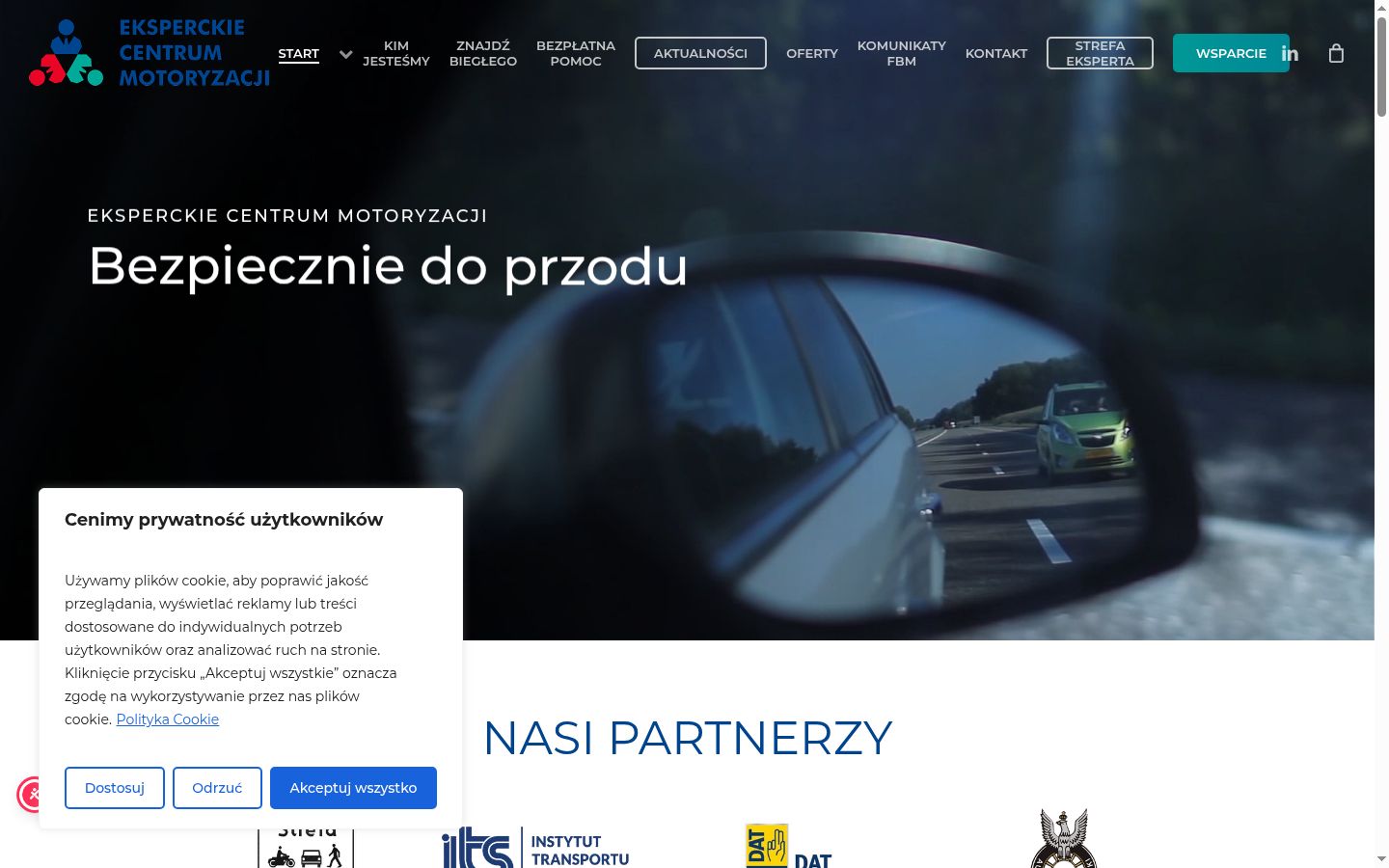 Captura de ecrã do banner de consentimento apresentado antes de qualquer interação