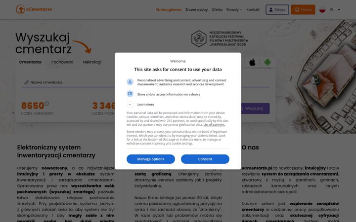 Screenshot of ecmentarze.pl