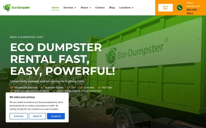 Screenshot of eco-dumpster.com