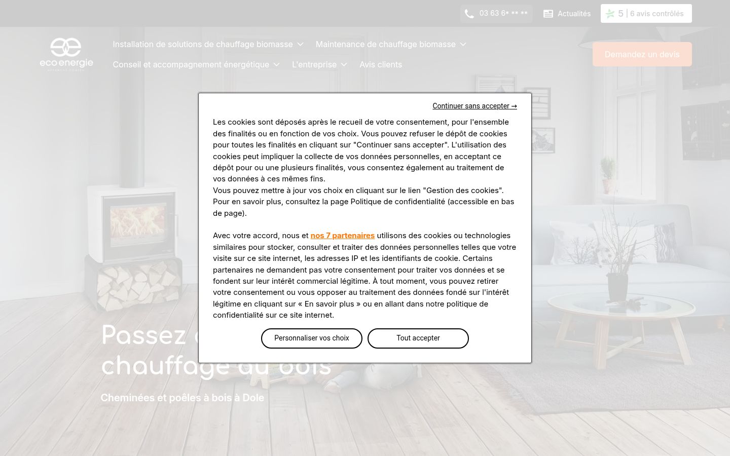 Capture d'écran de la bannière de consentement affichée avant toute interaction