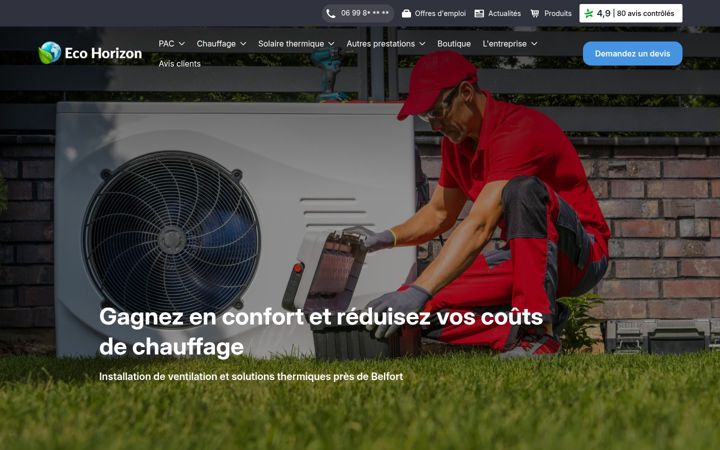 Screenshot of eco-horizon-chauffage.fr