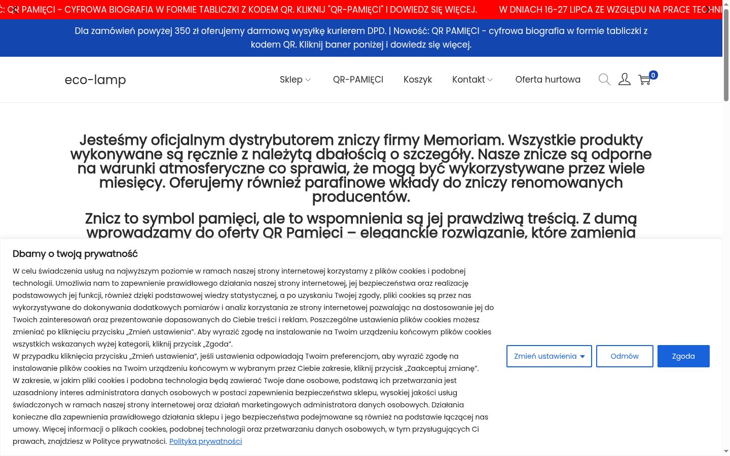 Captura de ecrã do banner de consentimento apresentado antes de qualquer interação