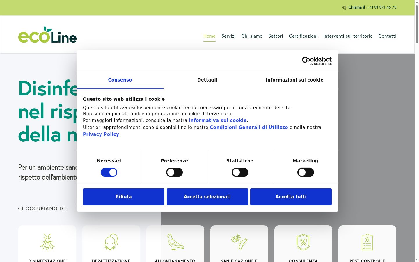 Posnetek zaslona pasice za privolitev, prikazane pred kakršno koli interakcijo