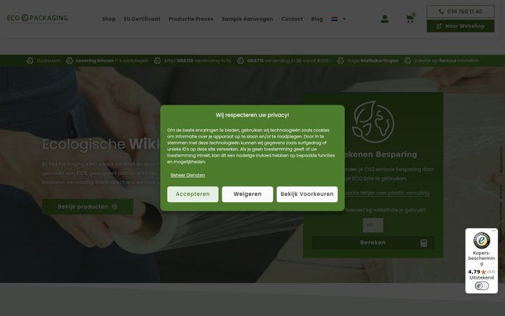 Screenshot of eco-packaging.nl