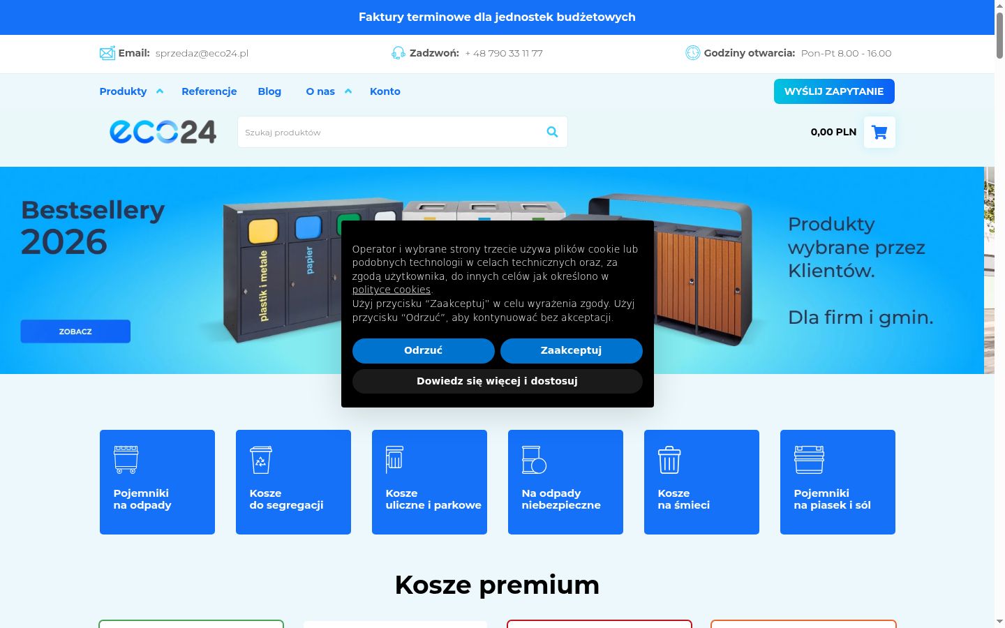 Zrzut ekranu banera zgody wyświetlanego przed jakąkolwiek interakcją