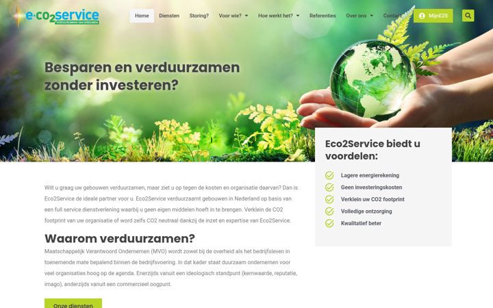 Screenshot van eco2service.nl