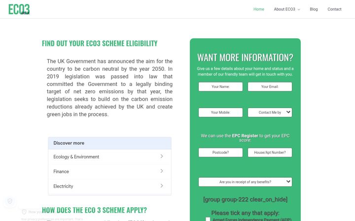 Screenshot di eco3.org.uk