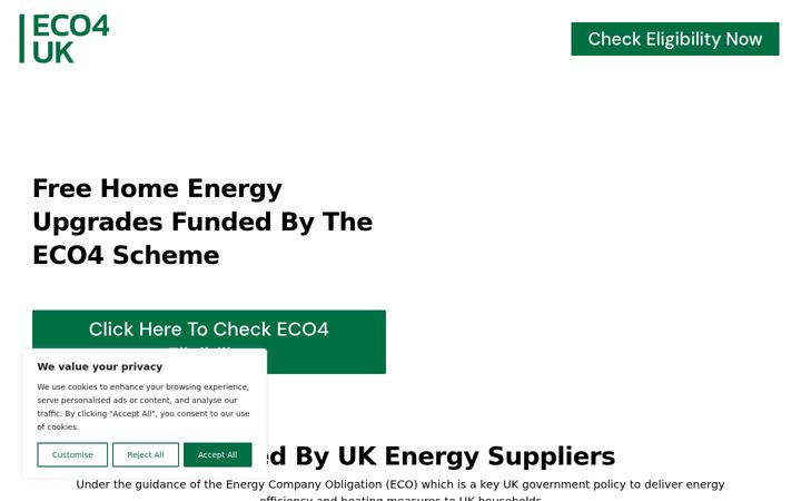 Screenshot of eco4eligibilitycheck.co.uk
