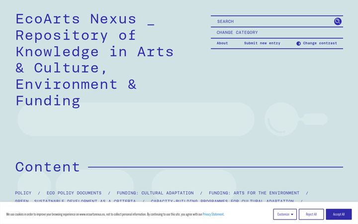 Screenshot of ecoartsnexus.eu