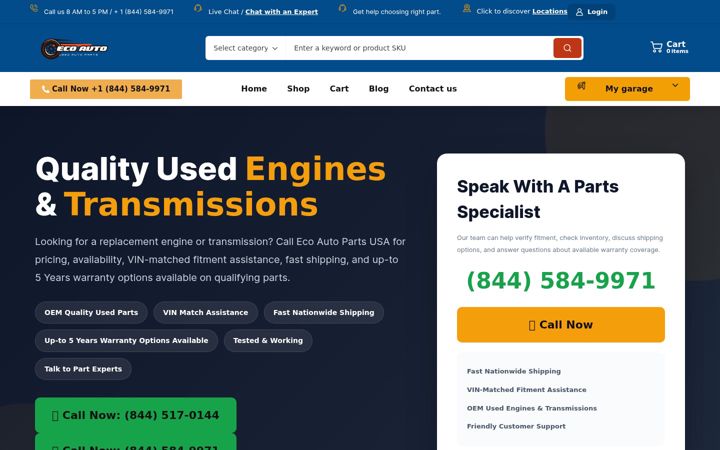 Screenshot of ecoautopartsusa.com