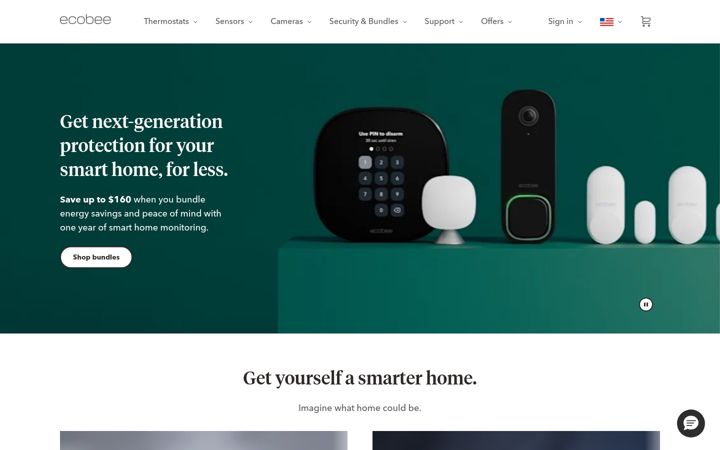 Ekrano kopija ecobee.com