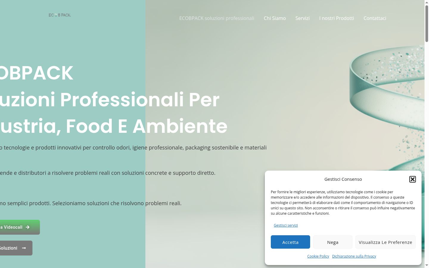 Screenshot del banner di consenso mostrato prima di qualsiasi interazione