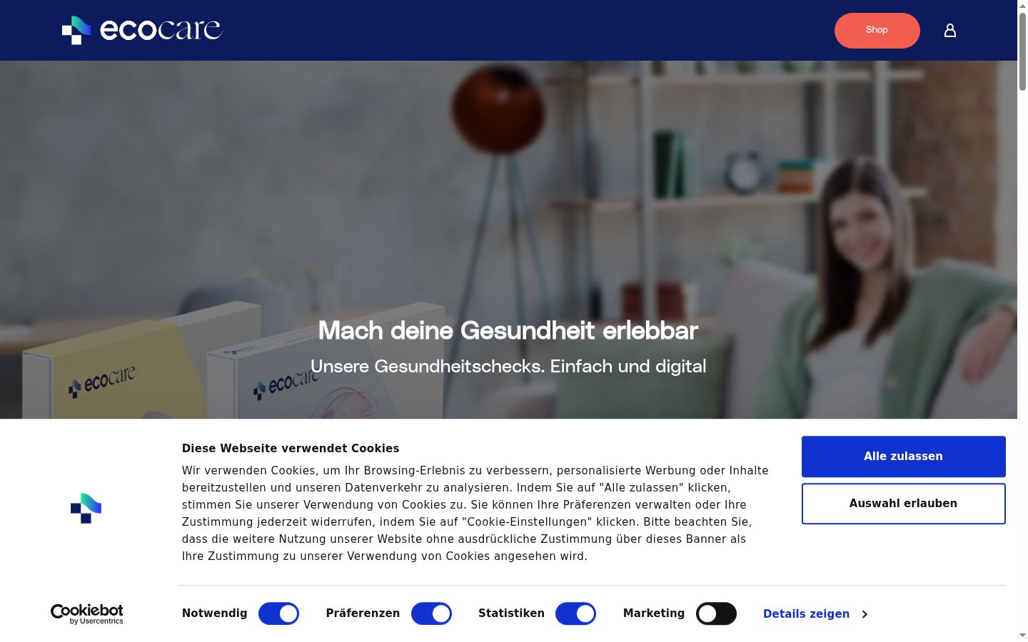Captura de ecrã do banner de consentimento apresentado antes de qualquer interação
