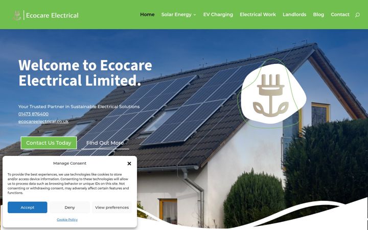 Captură de ecran a ecocareelectrical.co.uk