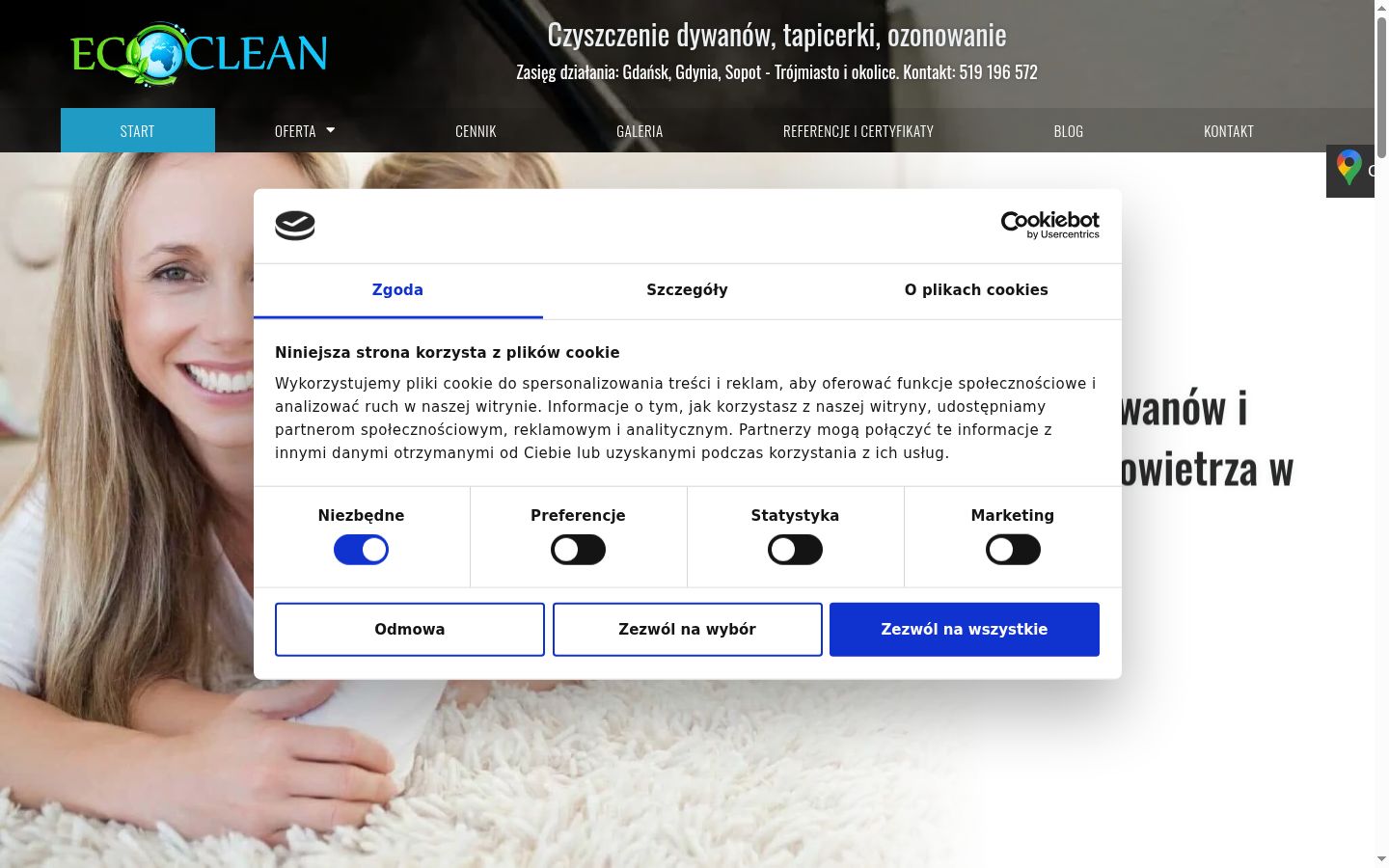 Ekrānuzņēmums ar piekrišanas baneri, kas tika rādīts pirms jebkādas mijiedarbības