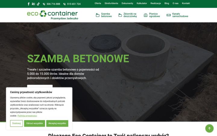 Kuvakaappaus sivustosta ecocontainer.com.pl