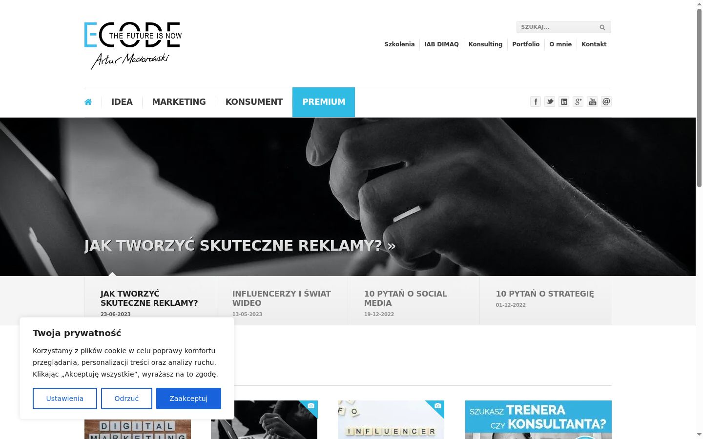 Captura de ecrã do banner de consentimento apresentado antes de qualquer interação