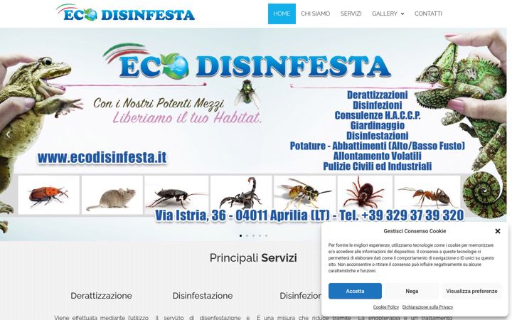 Screenshot stránky ecodisinfesta.it