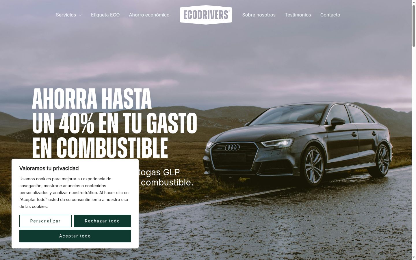 Captura de pantalla del banner de consentimiento mostrado antes de cualquier interacción