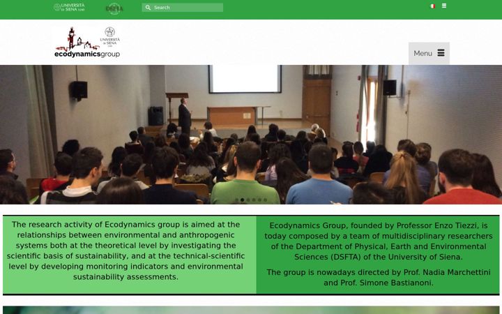 Screenshot stránky ecodynamics.unisi.it