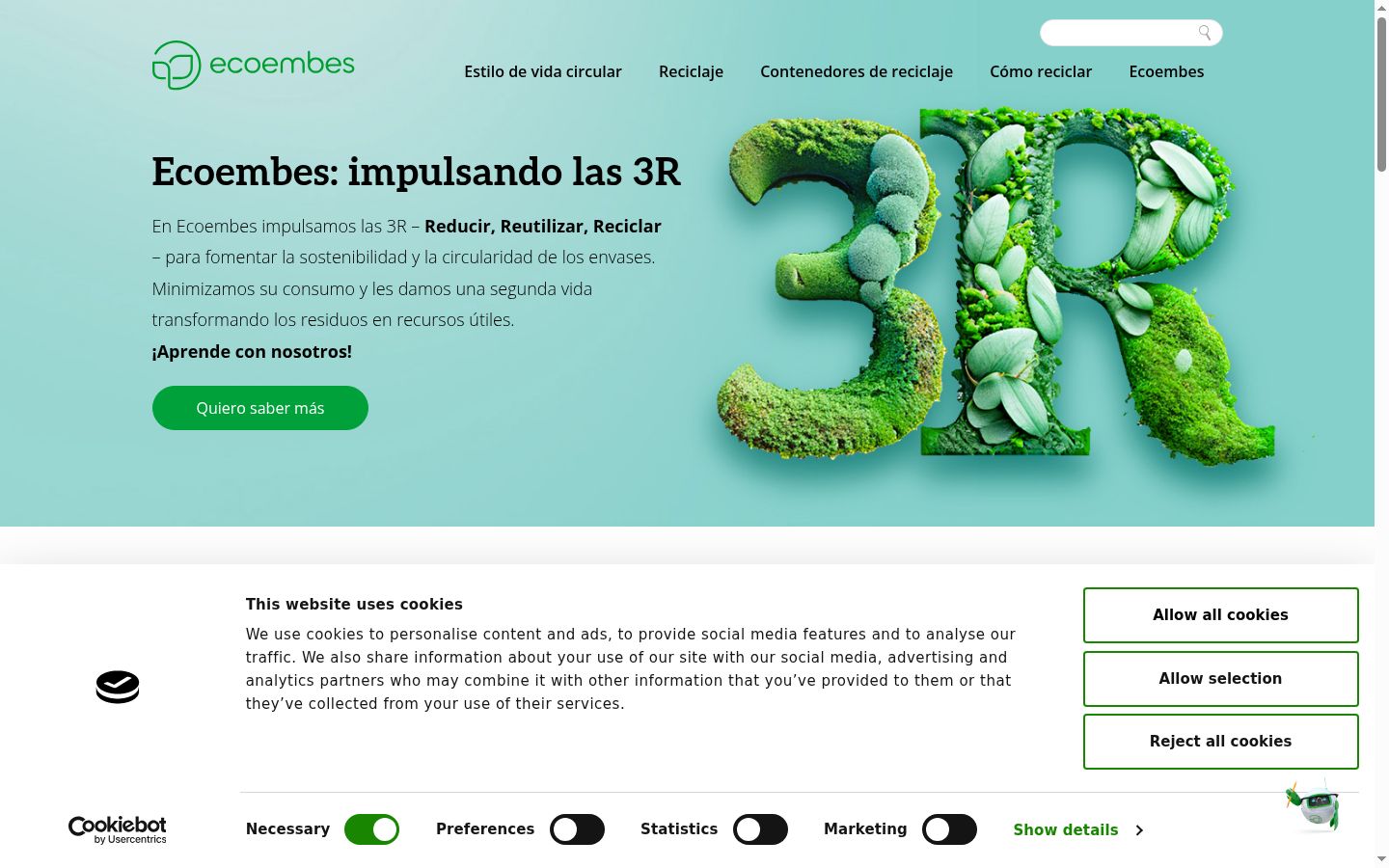 Screenshot del banner di consenso mostrato prima di qualsiasi interazione