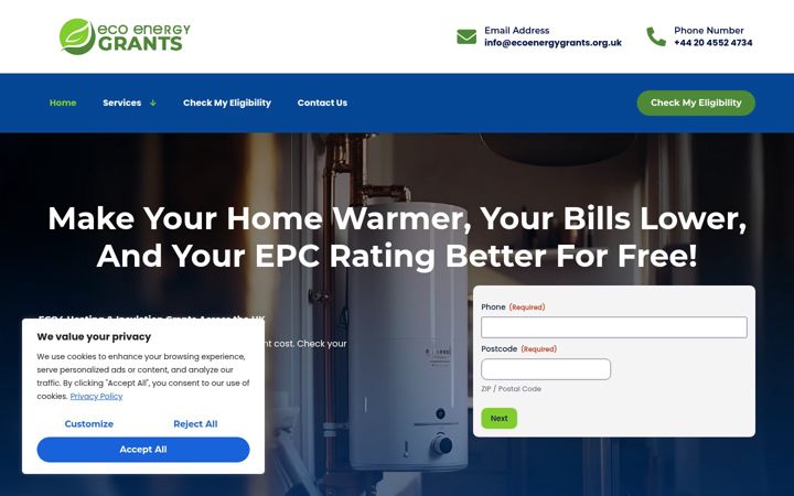 Screenshot of ecoenergygrants.org.uk