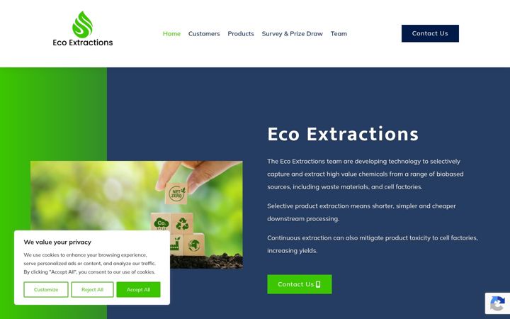 Zrzut ekranu ecoextractions.co.uk