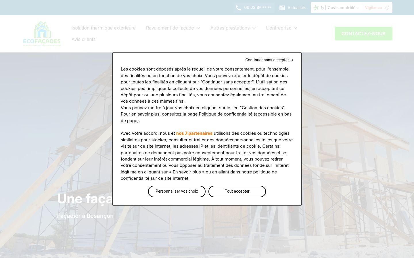 Screenshot del banner di consenso mostrato prima di qualsiasi interazione