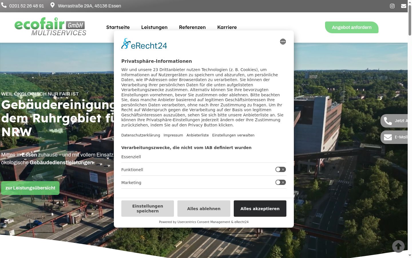 Ekrānuzņēmums ar piekrišanas baneri, kas tika rādīts pirms jebkādas mijiedarbības