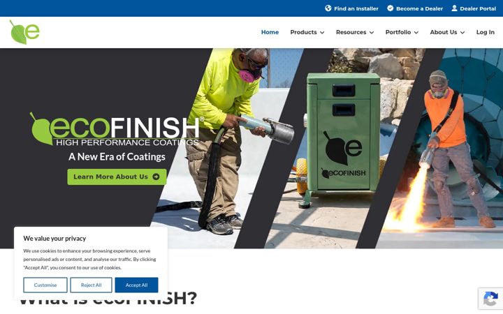 Screenshot of ecofinishcoatings.com