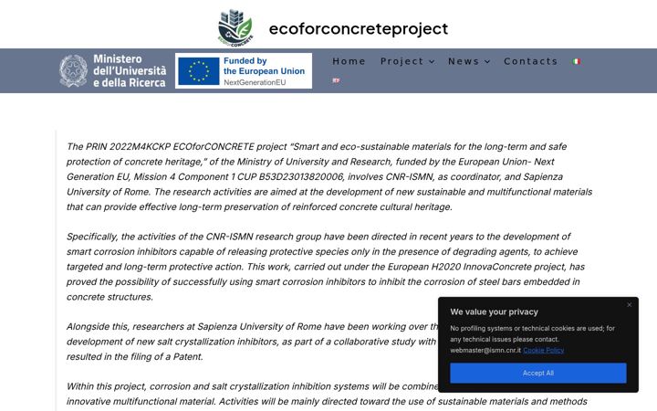 Screenshot of ecoforconcreteproject.it