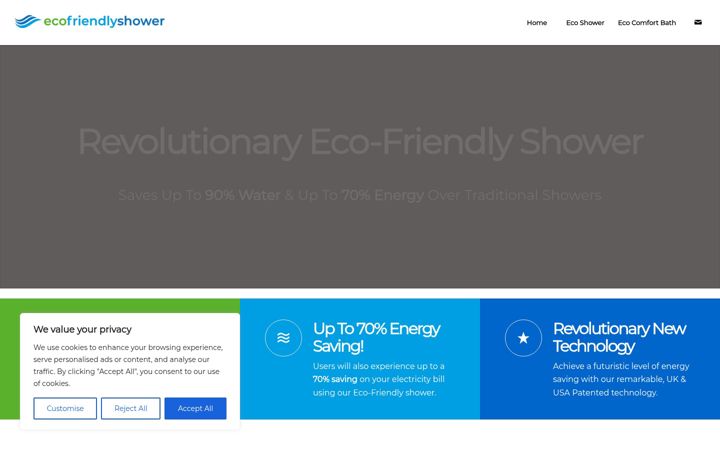 Screenshot of ecofriendlyshower.com
