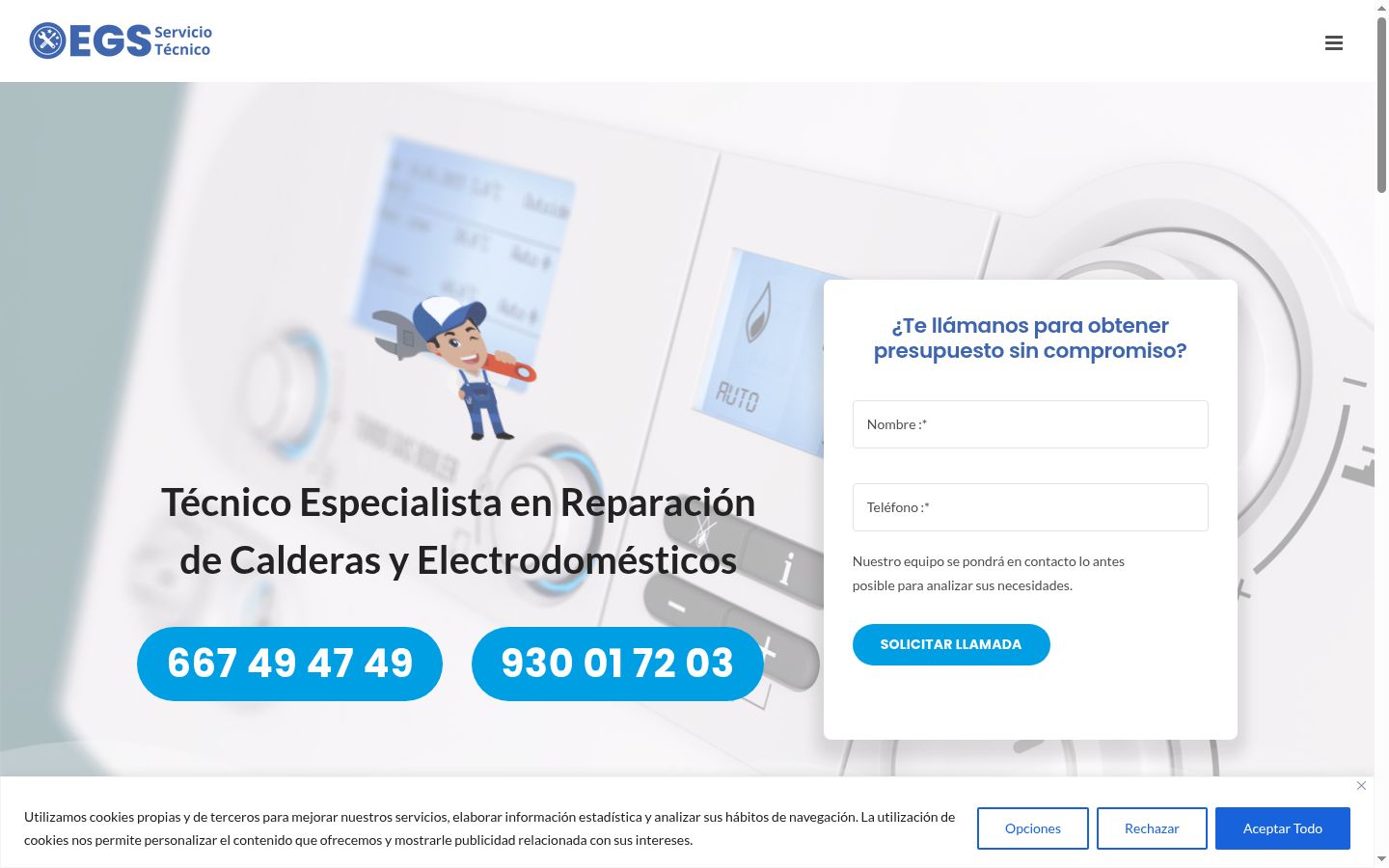 Captura de pantalla del banner de consentimiento mostrado antes de cualquier interacción