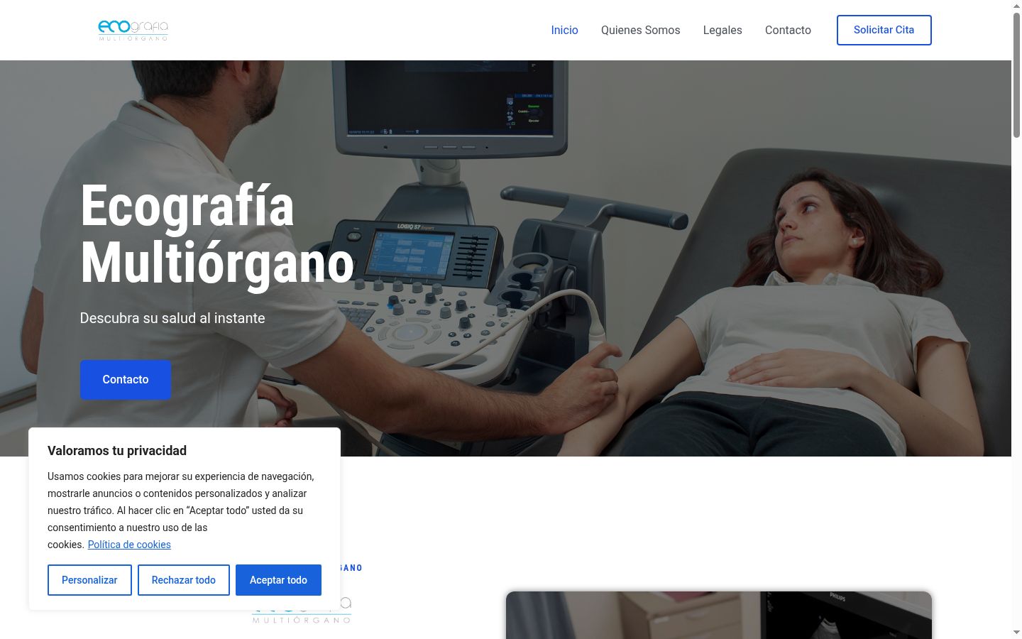 Captura de ecrã do banner de consentimento apresentado antes de qualquer interação