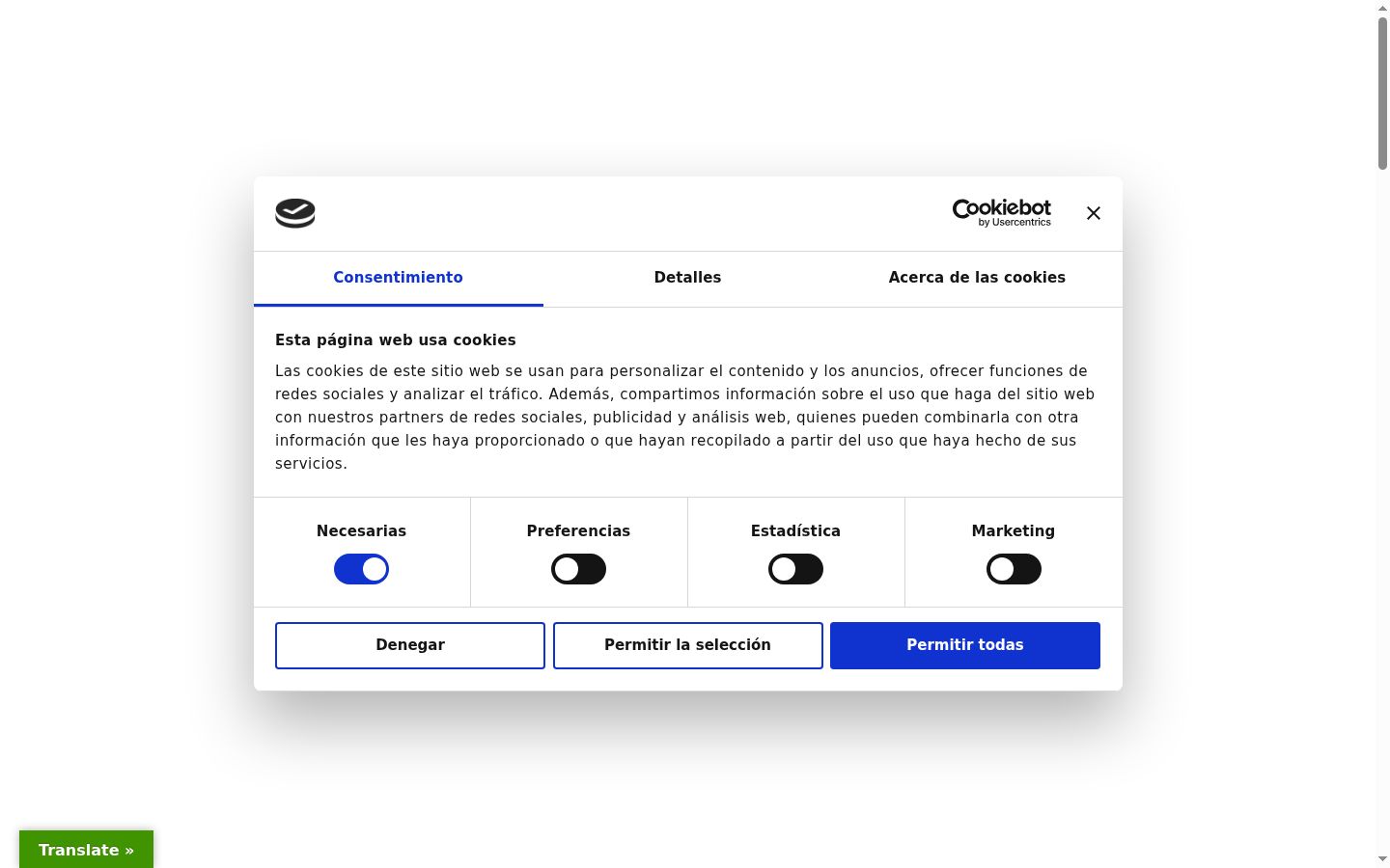 Screenshot del banner di consenso mostrato prima di qualsiasi interazione