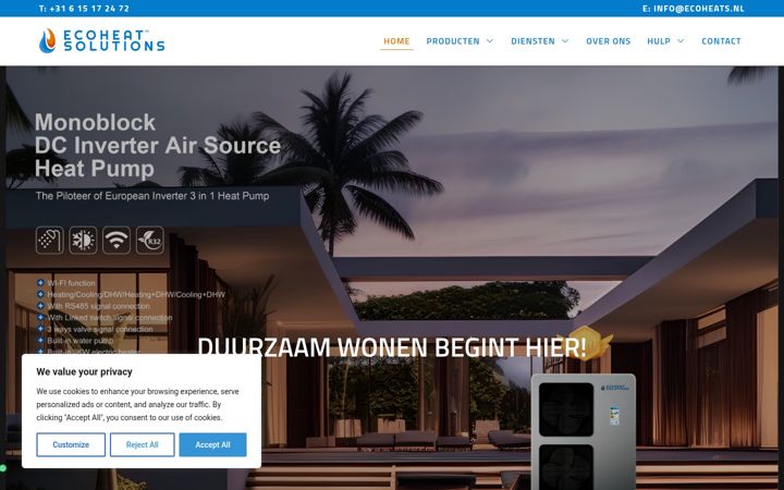 Screenshot ta' ecoheats.nl