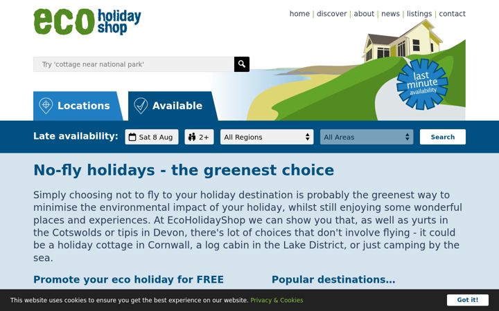 Zrzut ekranu ecoholidayshop.co.uk