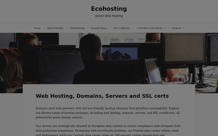 Skærmbillede af ecohosting.ie