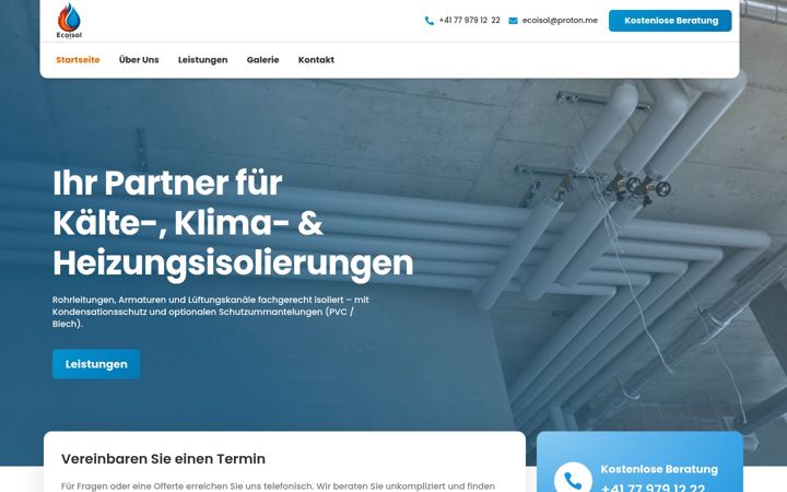 Screenshot of ecoisol-gmbh.ch