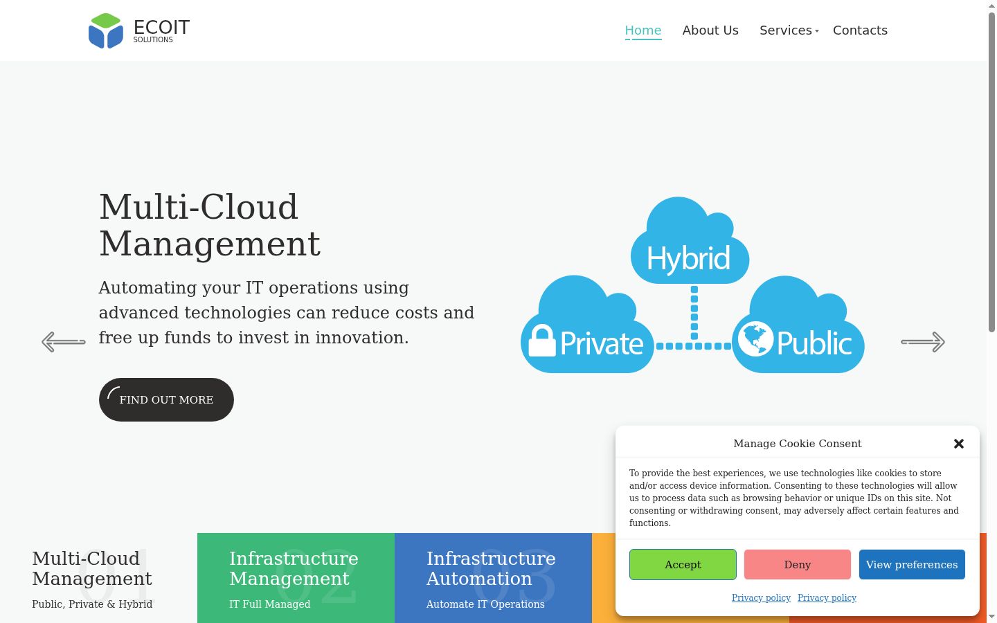Screenshot del banner di consenso mostrato prima di qualsiasi interazione