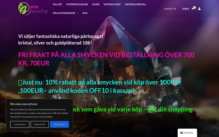 Screenshot von ecojewelry.se