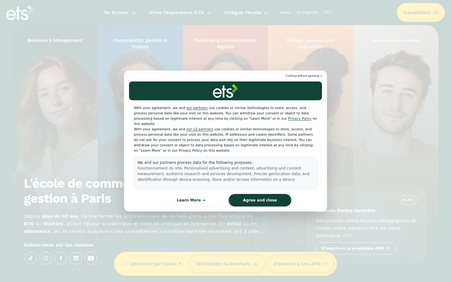 Screenshot tal-banner tal-kunsens muri qabel kwalunkwe interazzjoni