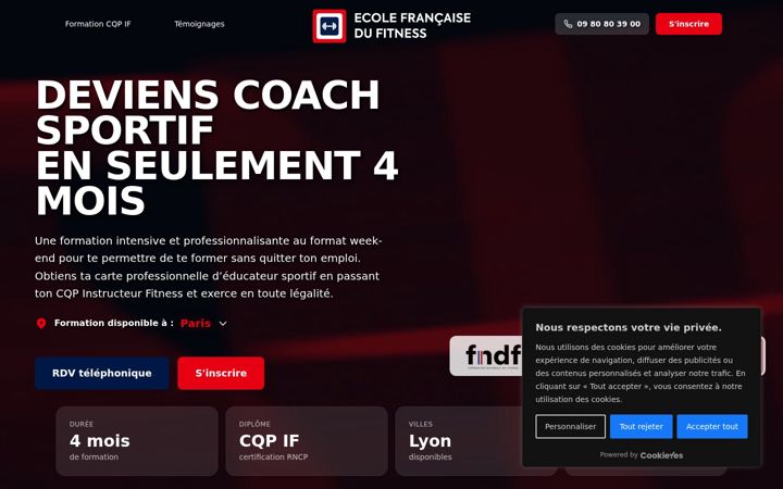 Screenshot of ecole-fitness.fr