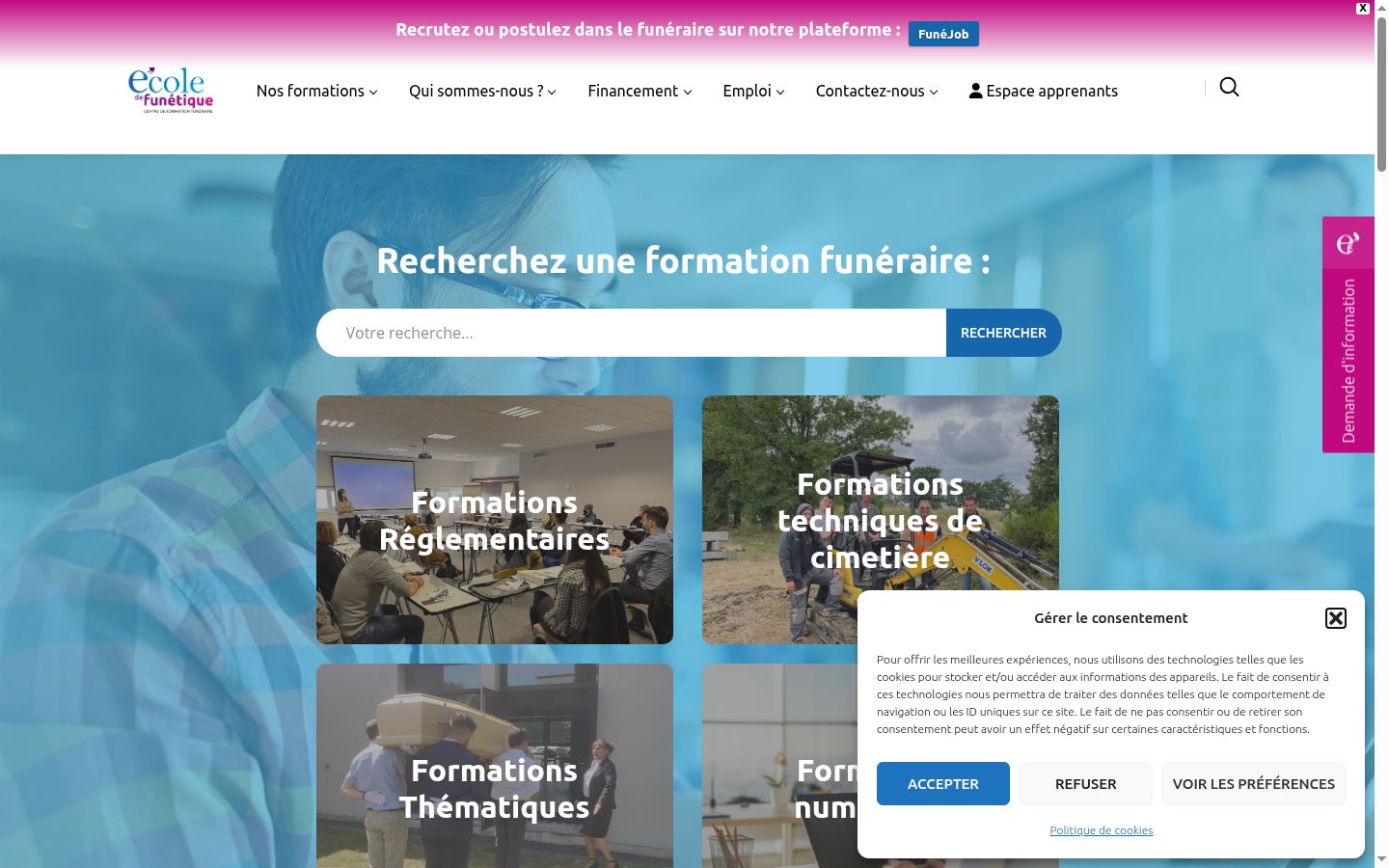 Screenshot del banner di consenso mostrato prima di qualsiasi interazione