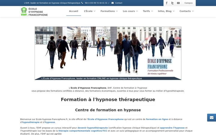 Screenshot of ecole-hypnose-francophone.fr