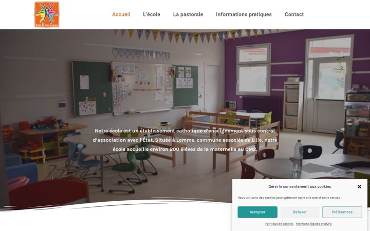 Screenshot van ecole-saintjean-lomme.fr
