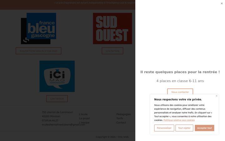 Screenshot of ecole-terre-des-possibles.org